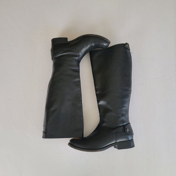 Frye Melissa Button Back Zip Riding Extended Calf Leather Boots. Size 6B - Picture 6 of 12